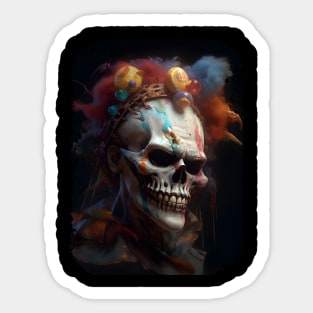 Spooky Evil Clown Skull Sticker